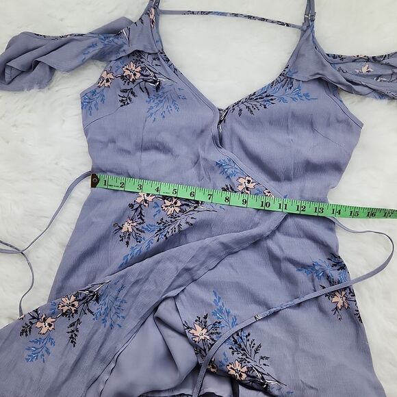 ASTR the label Womens Gwyn Floral Print Cold Shoulder Midi Dress Size Small Blue - Picture 8 of 11